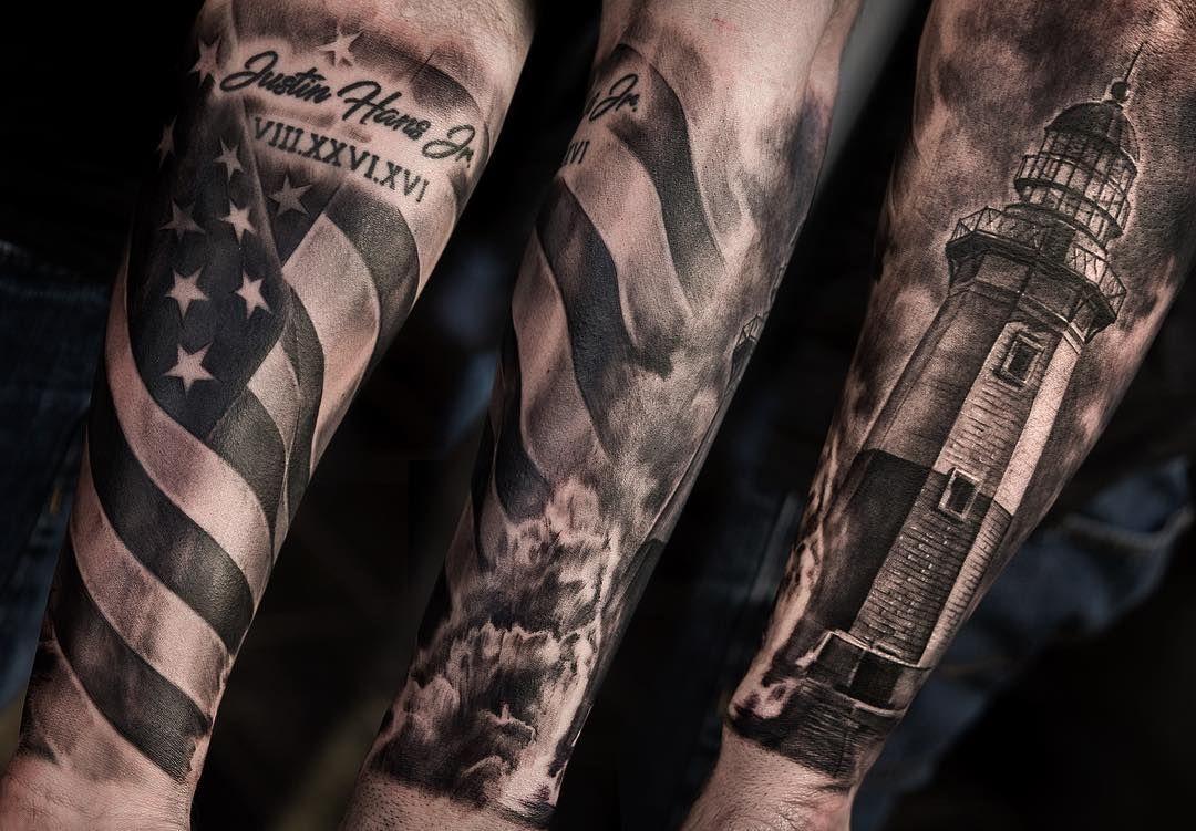 customizable flag tattoos for men