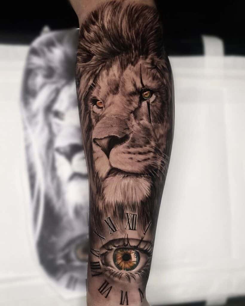 customizable lion forearm tattoos for men