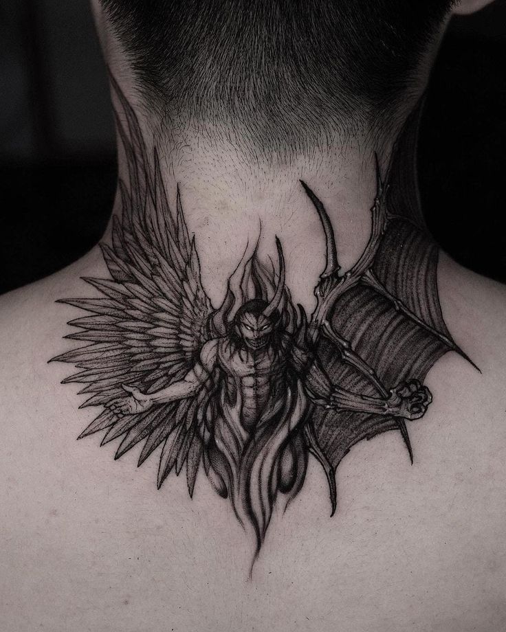 demon back tattoos for men 0016