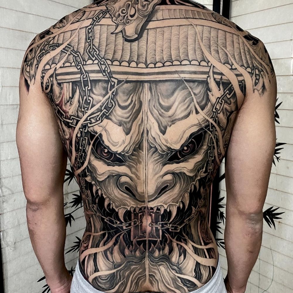 demon back tattoos for men 0081