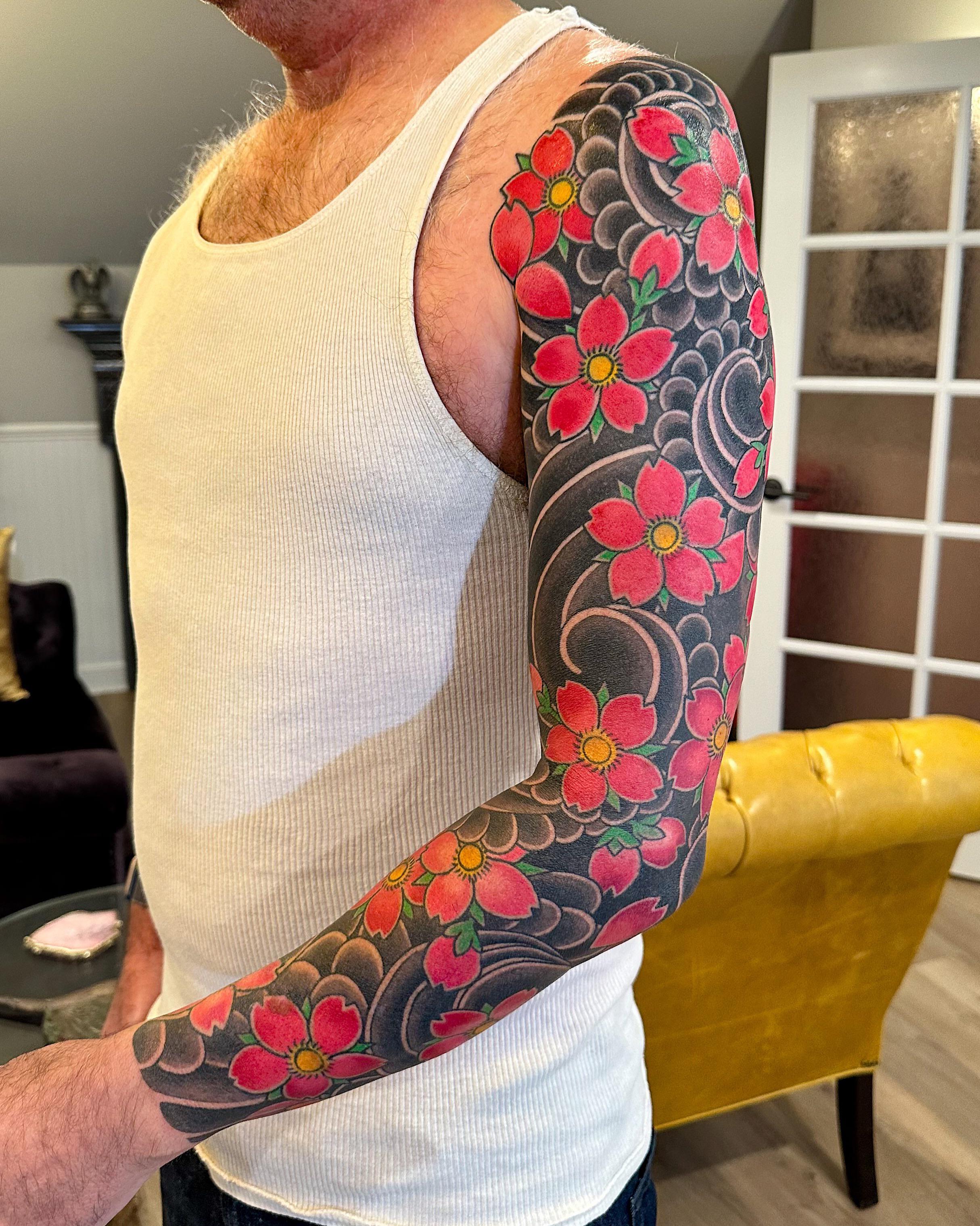 designs for cherry blossom tattoos for men