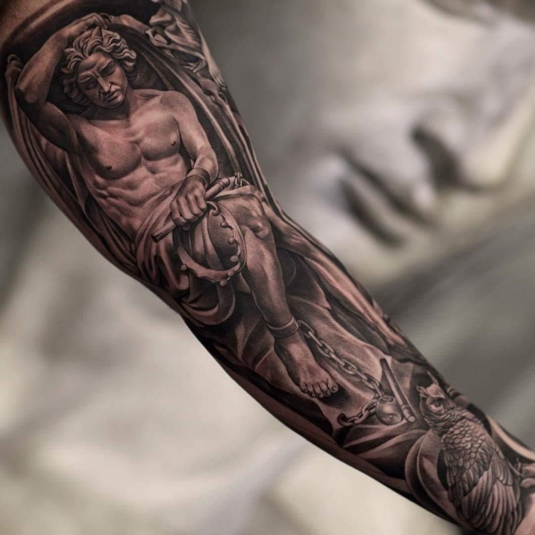 detailed angel tattoos for men forearm trends.