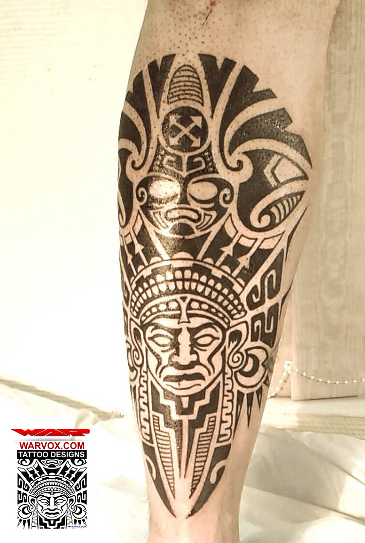 detailed aztec forearm tattoos for men