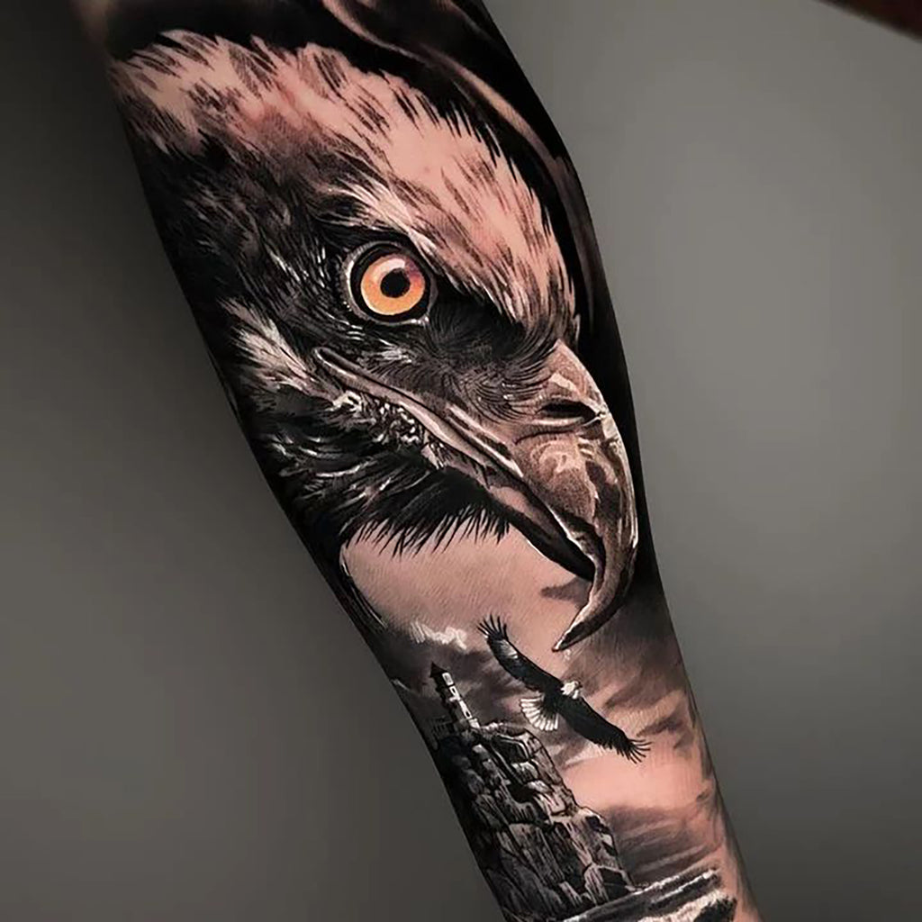 detailed eagle forearm tattoos for men