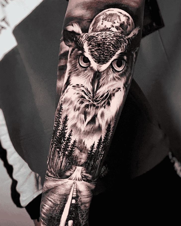 detailed owl tattoos for men