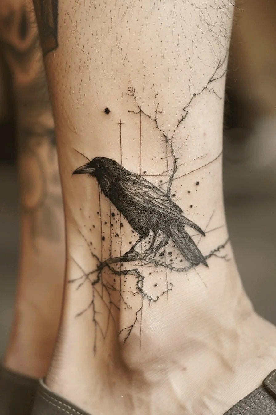 detailed raven tattoos for men.