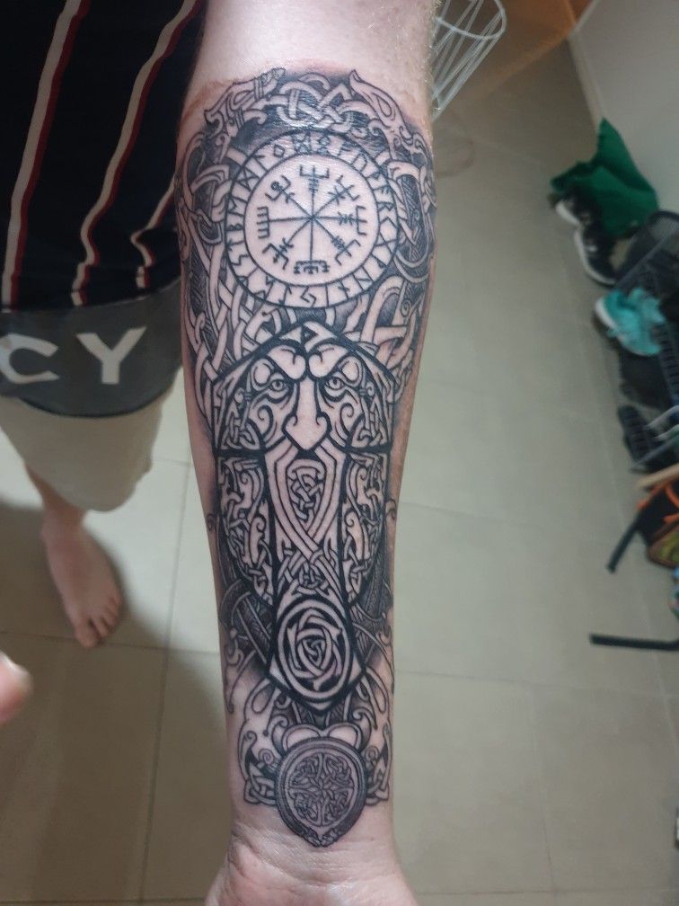 detailed Viking tattoos for men forearm