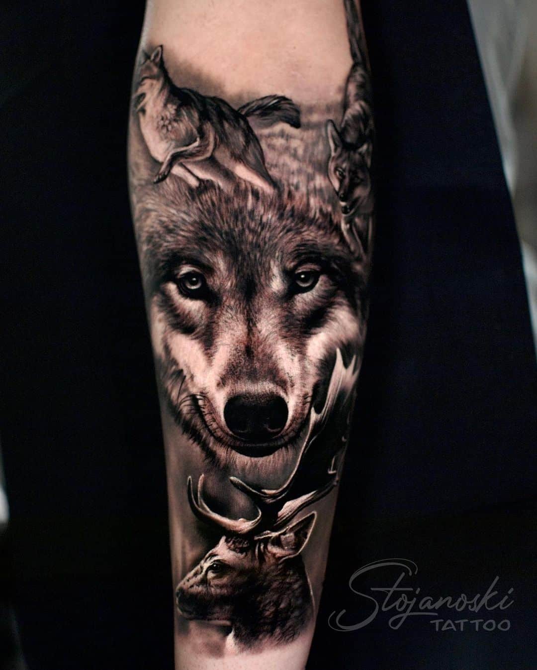 detailed wolf tattoos for men