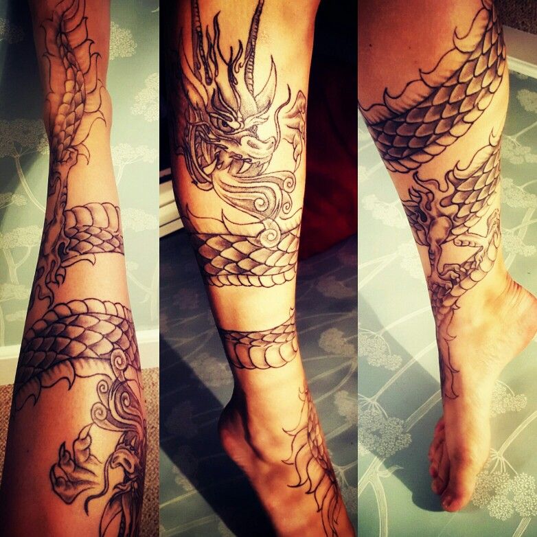 dragon leg tattoos for men 0015