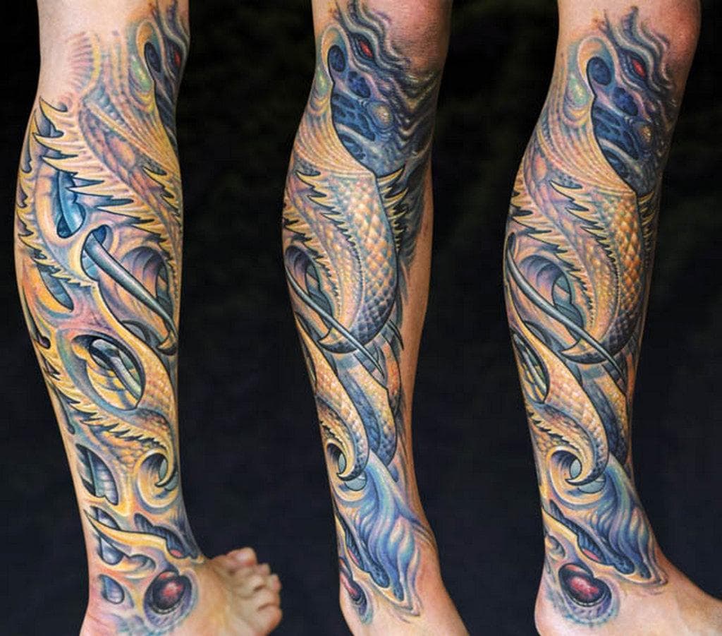 dragon leg tattoos for men 0017