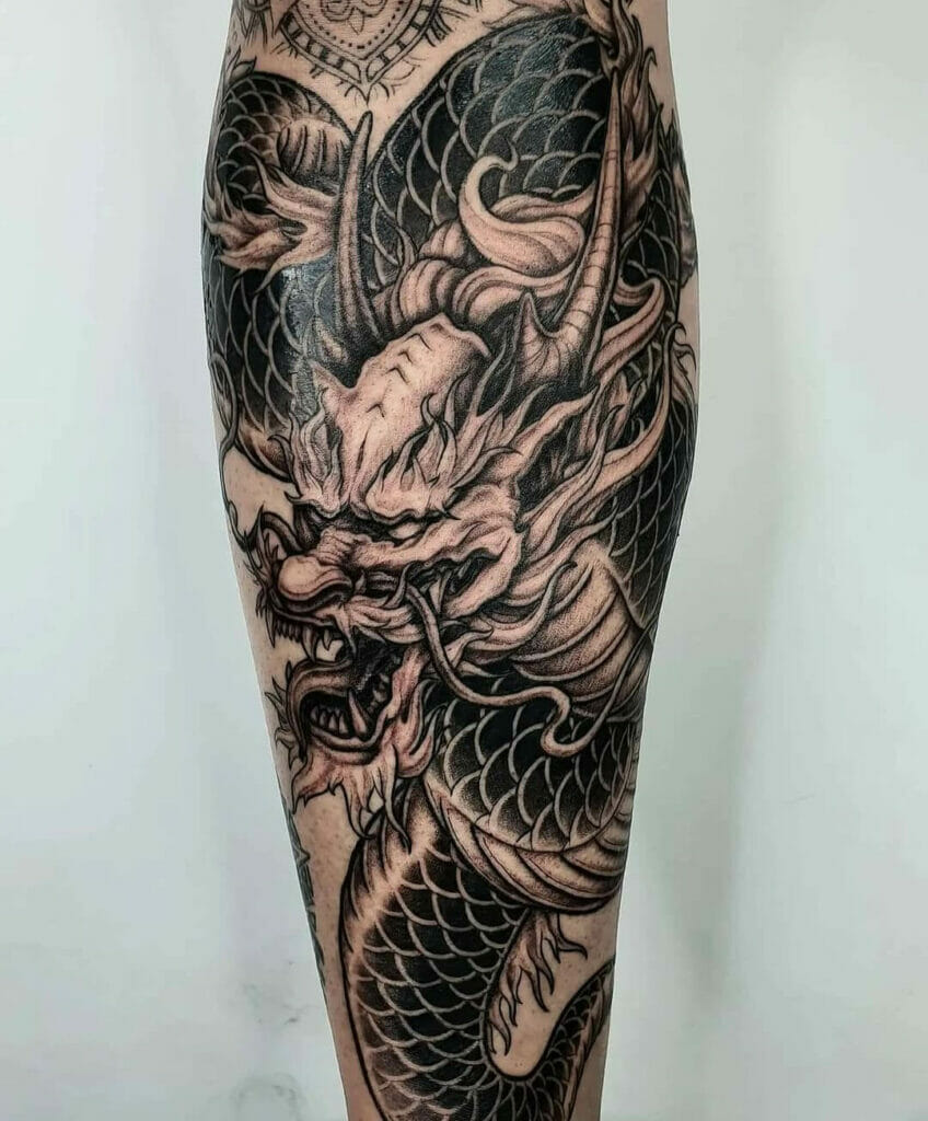 dragon leg tattoos for men 0018