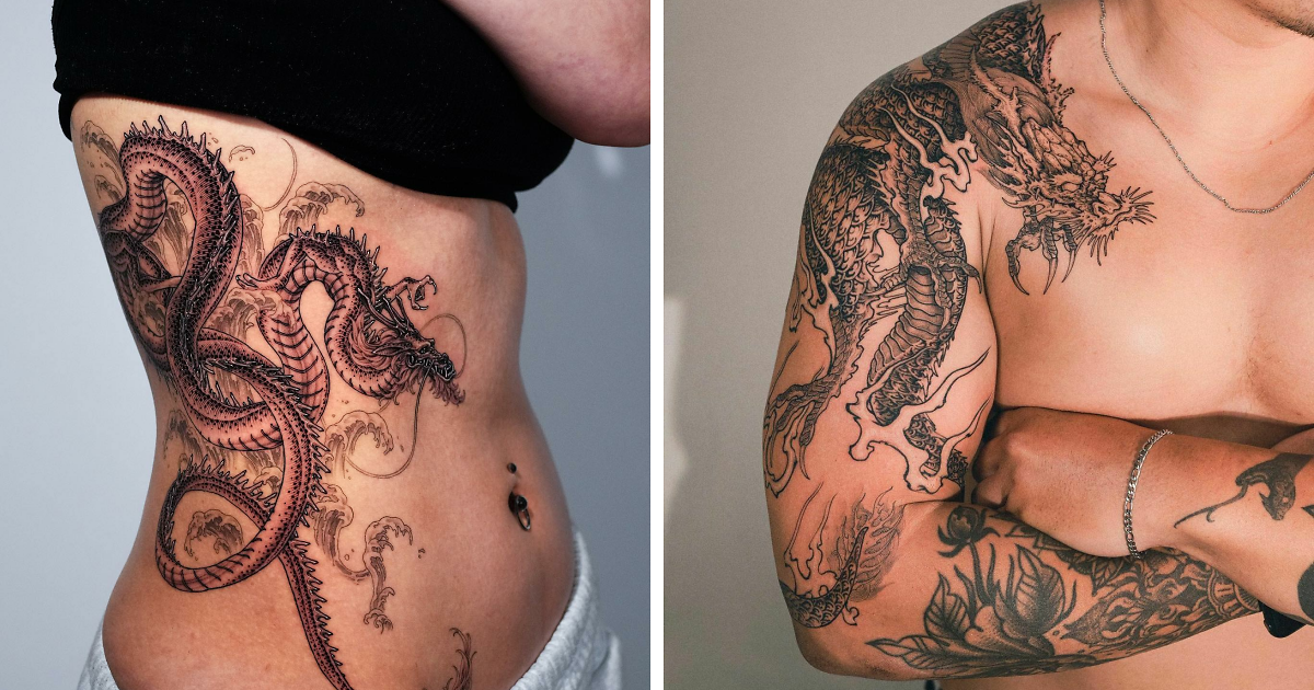 dragon leg tattoos for men 0032