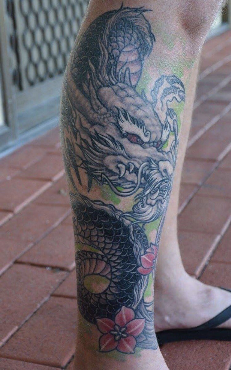 dragon leg tattoos for men 0039