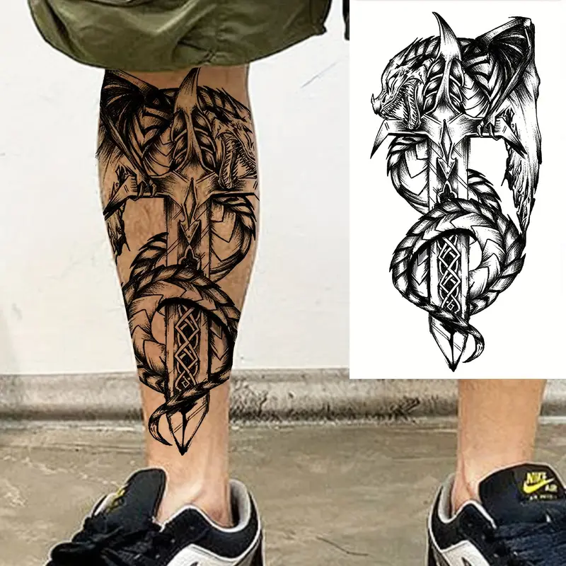 dragon leg tattoos for men 0046