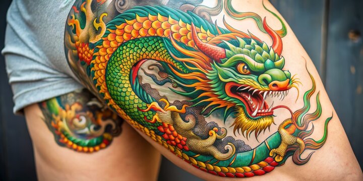 dragon leg tattoos for men 0050