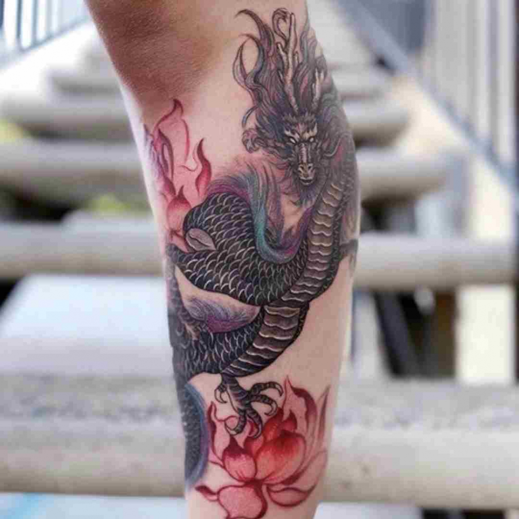 dragon leg tattoos for men 0061