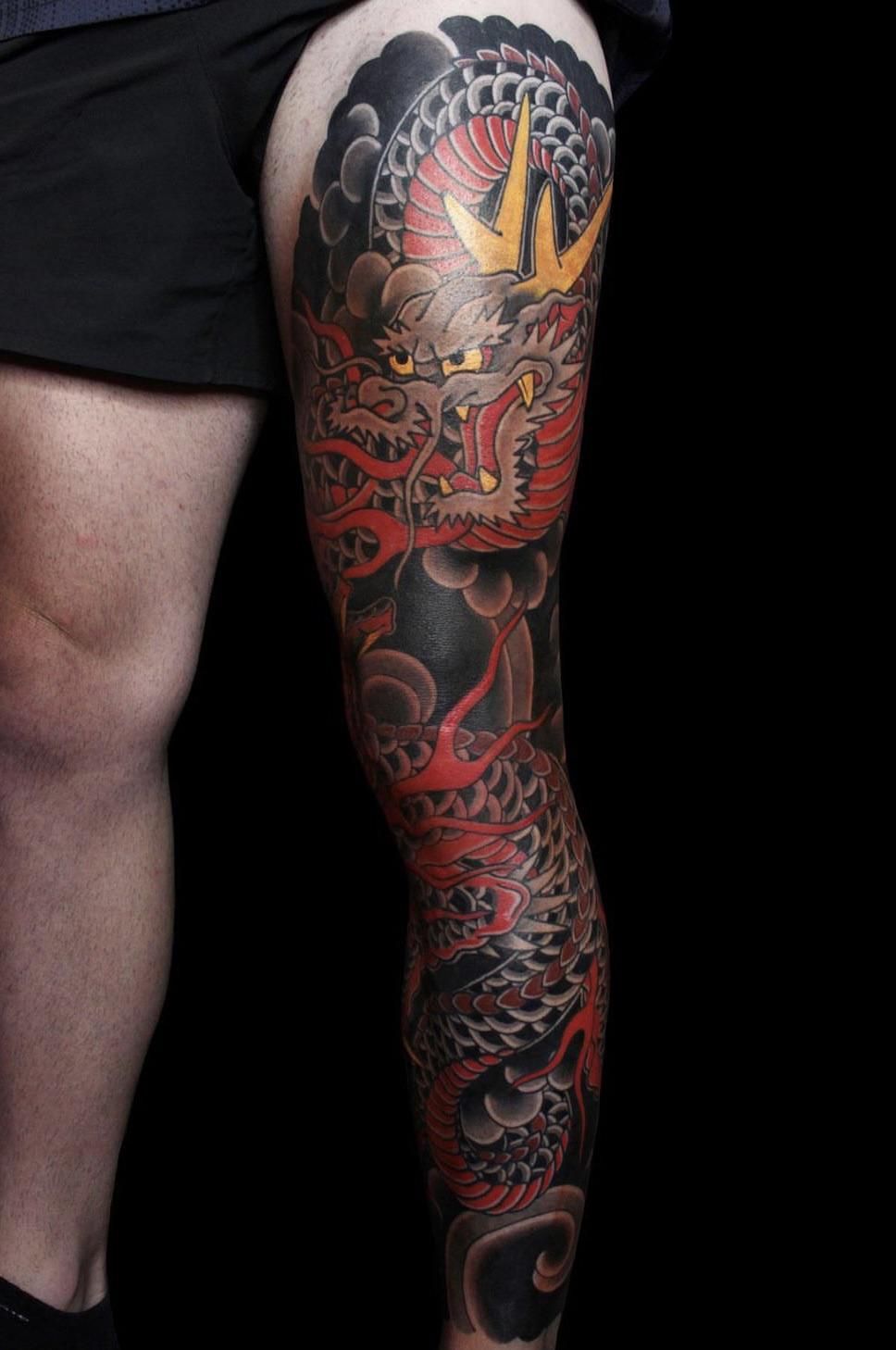 dragon leg tattoos for men 0064