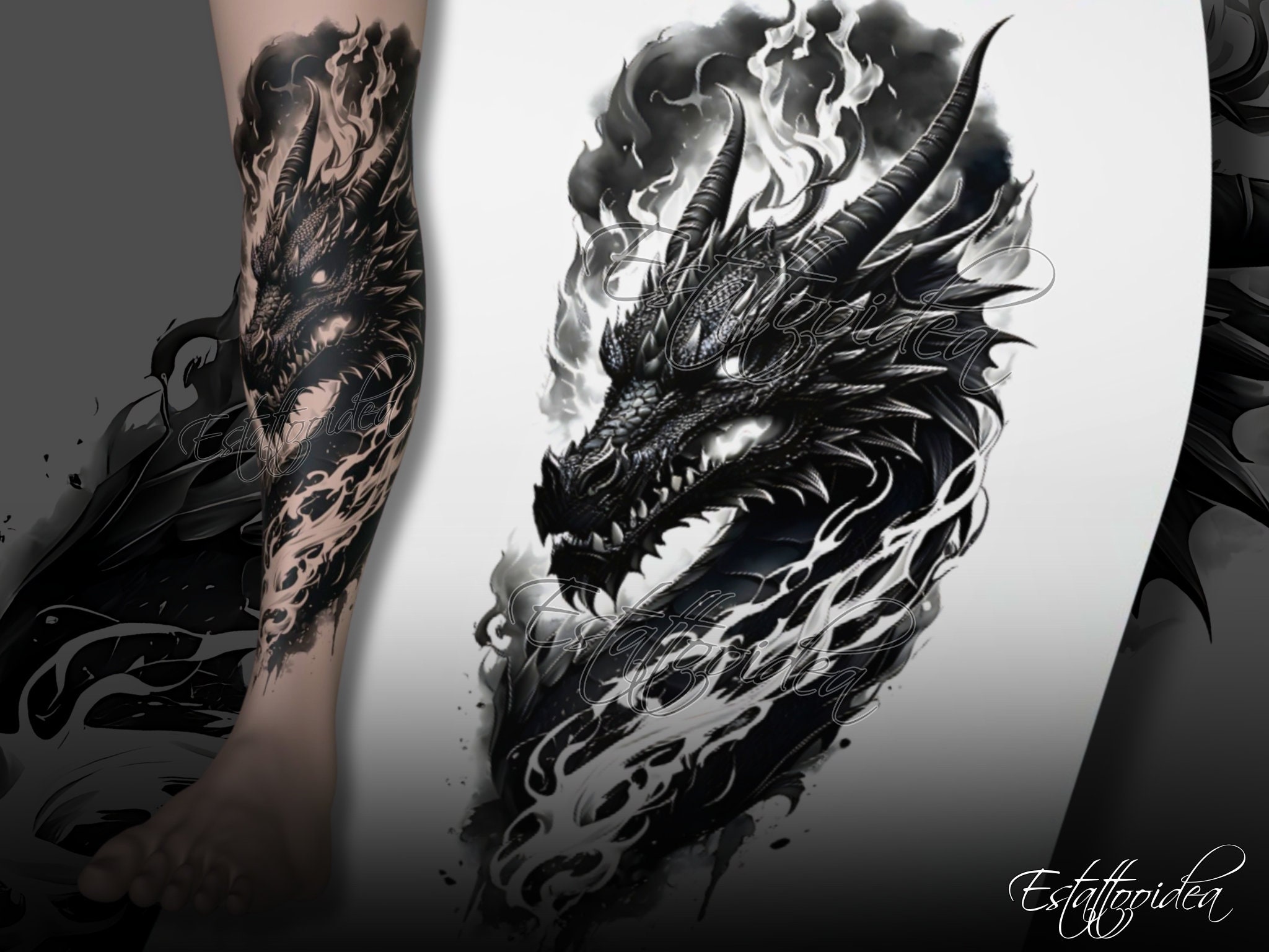 dragon leg tattoos for men 0079