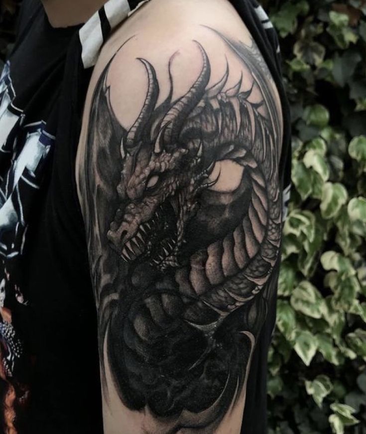 dragon shoulder tattoos for men