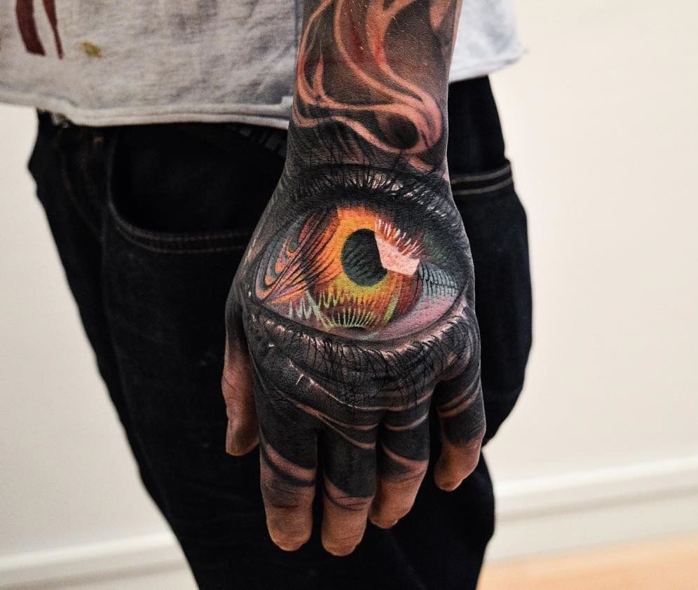 eye hand tattoo ideas for men