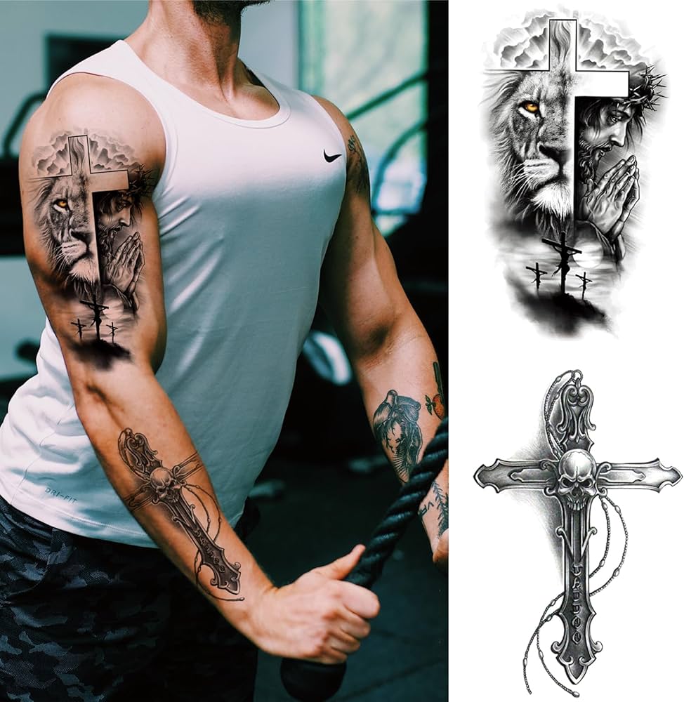 face tattoos for men Cross 0013