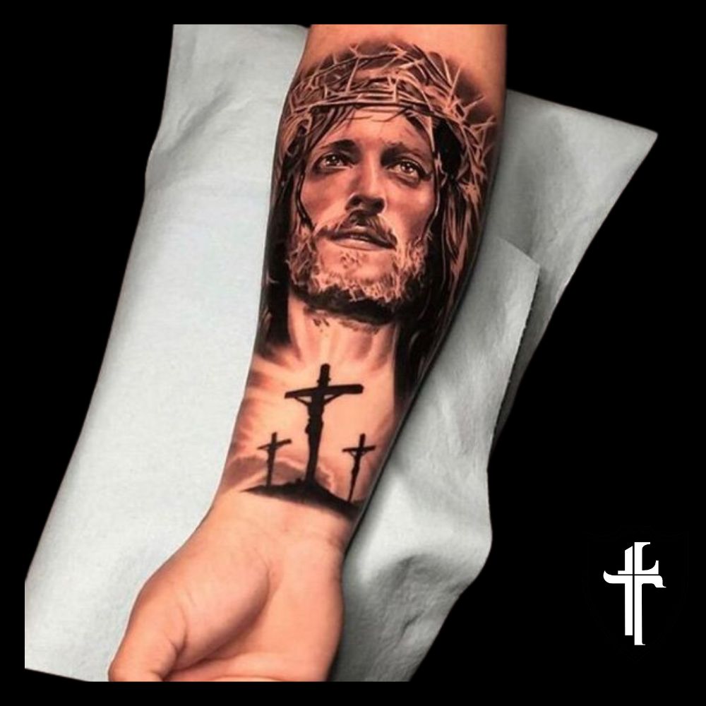 face tattoos for men Cross 0017