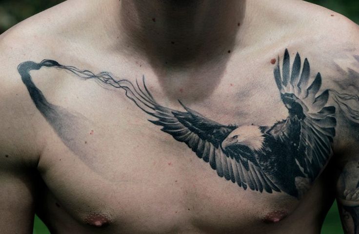 fierce eagle chest tattoos for men