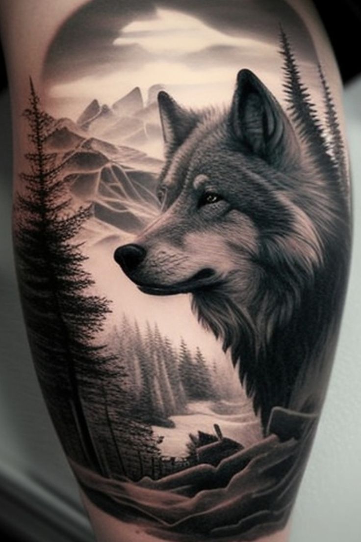 fierce wolf tattoos for men