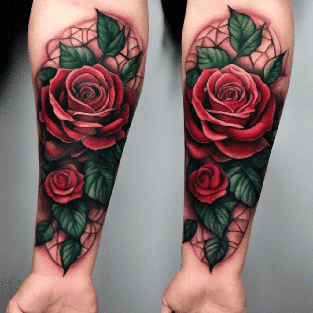 forearm Cross and rose tattoo for men 0046