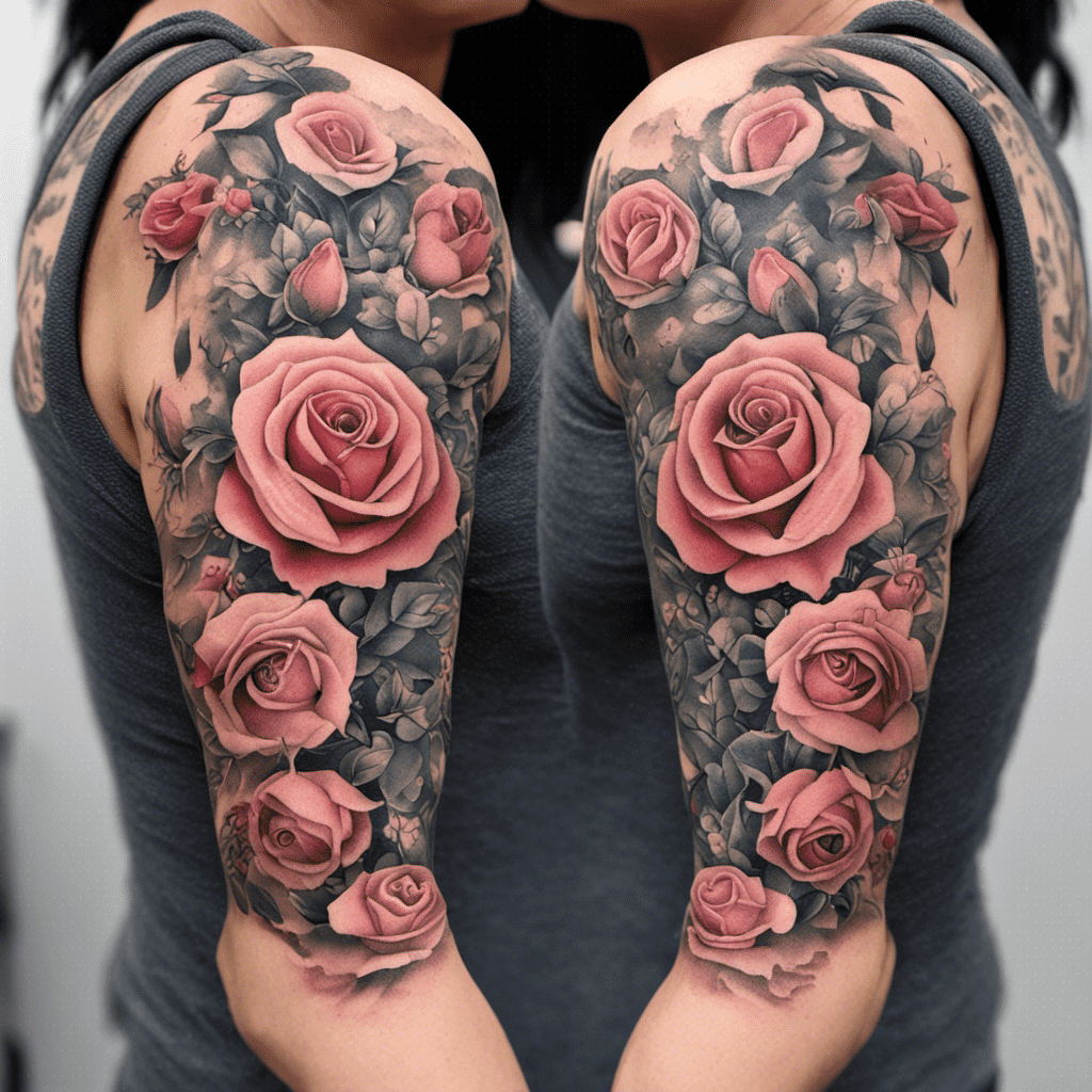 forearm Cross and rose tattoo for men 0067