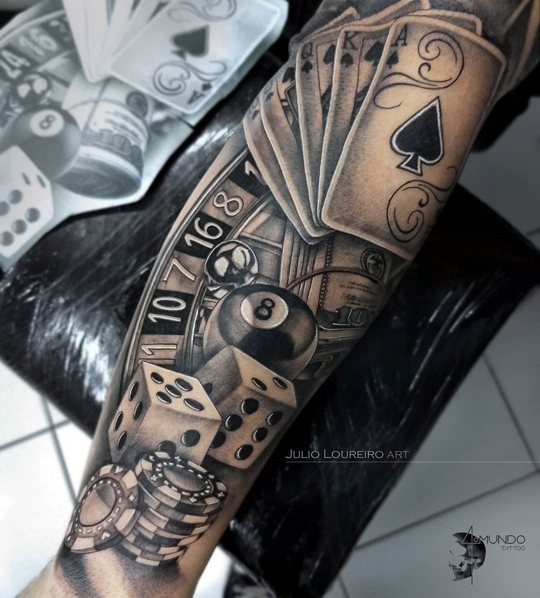 gambling tattoos for men designs