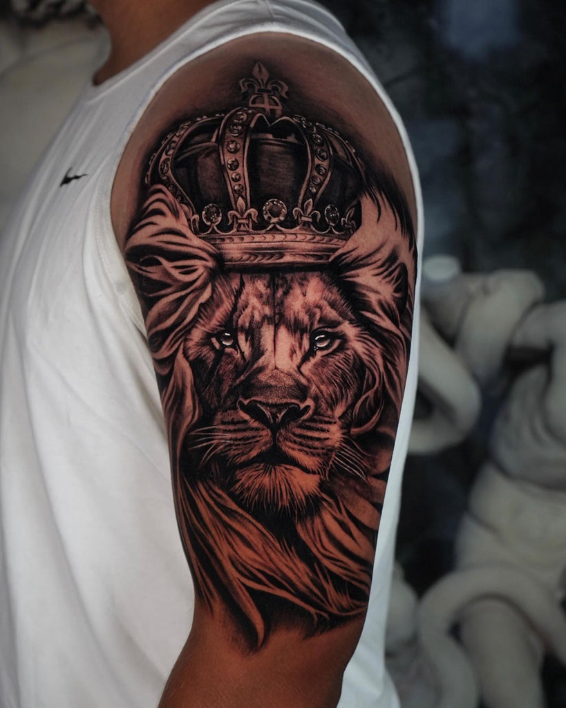 geometric lion tattoos for men