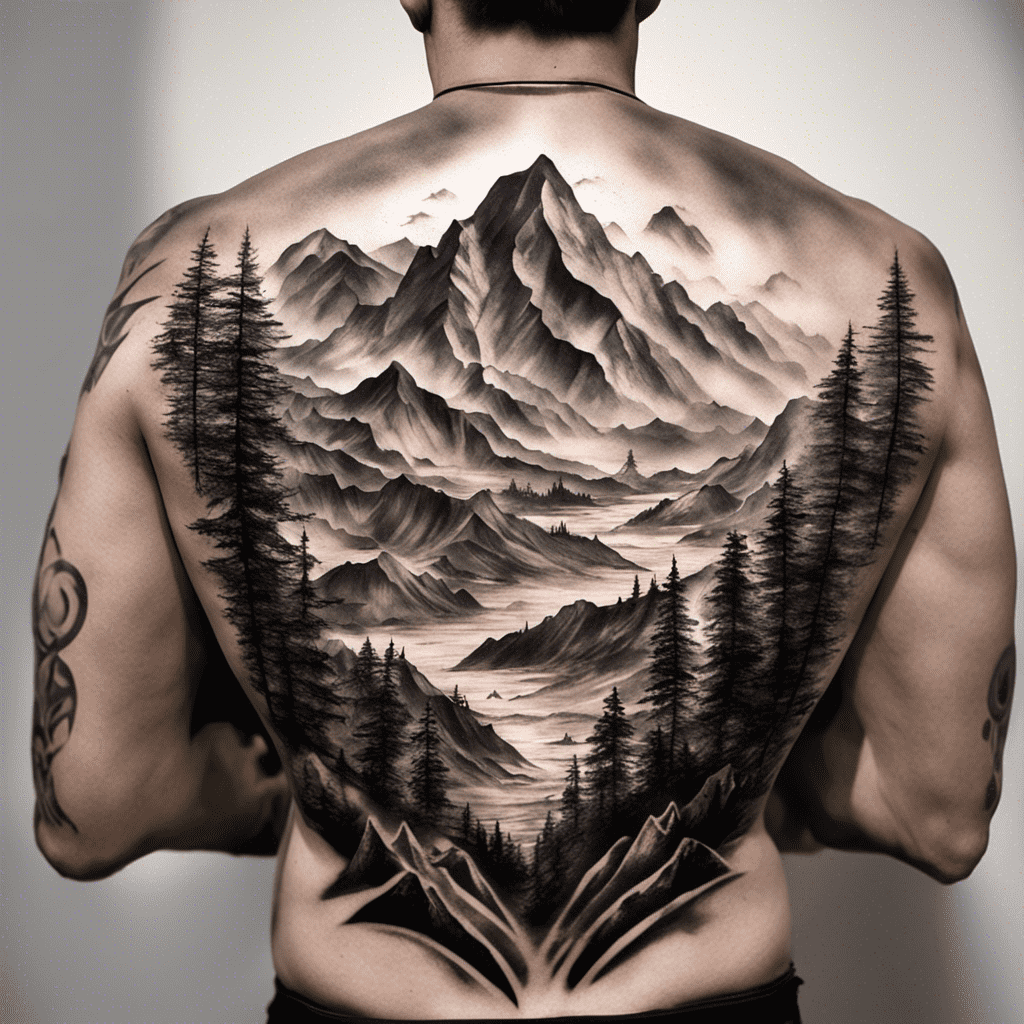 geometric mountain tattoos for men