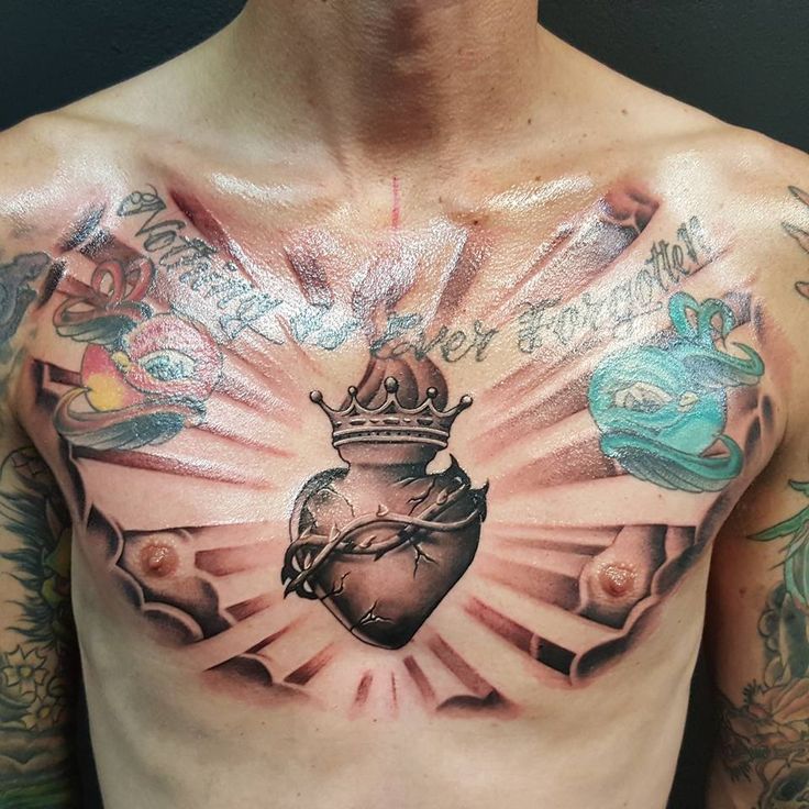 heart tattoos on chest for men design ideas