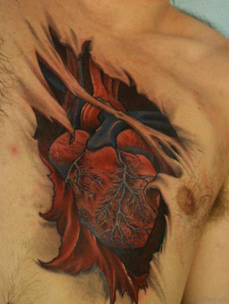 heart tattoos on chest for men 0022