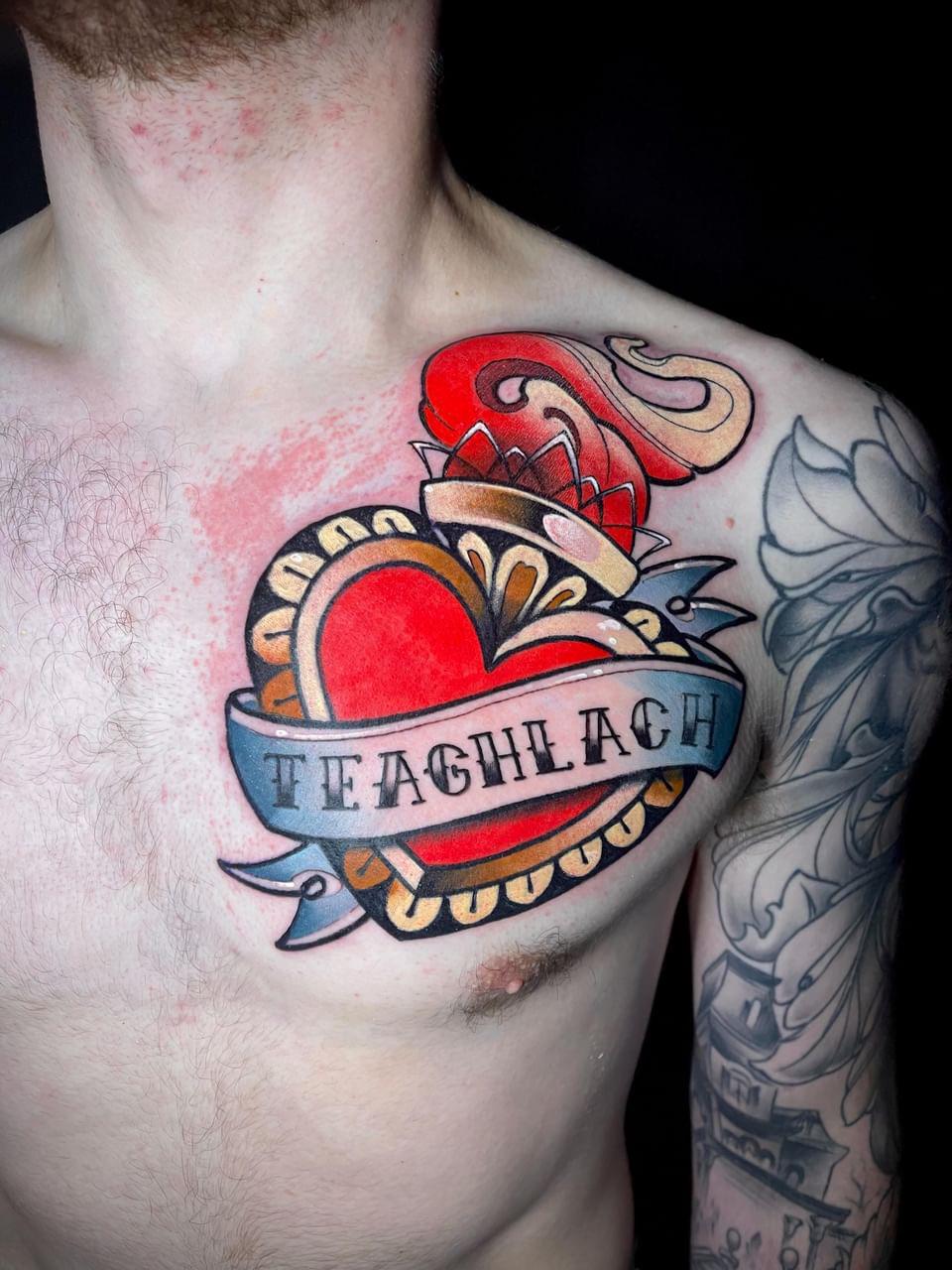 heart tattoos on chest for men 0026