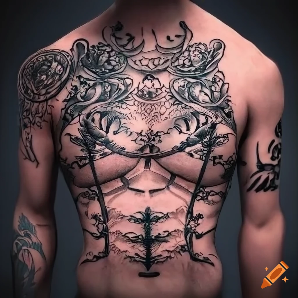 heart tattoos on chest for men 0043