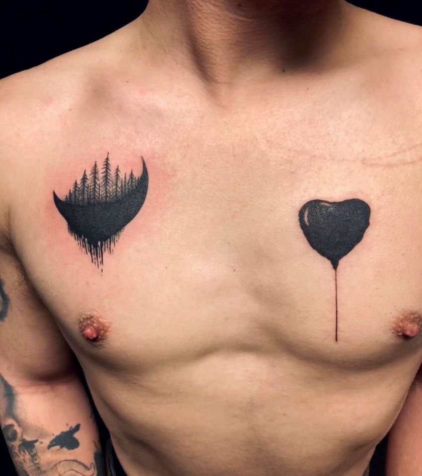 heart tattoos on chest for men 0046