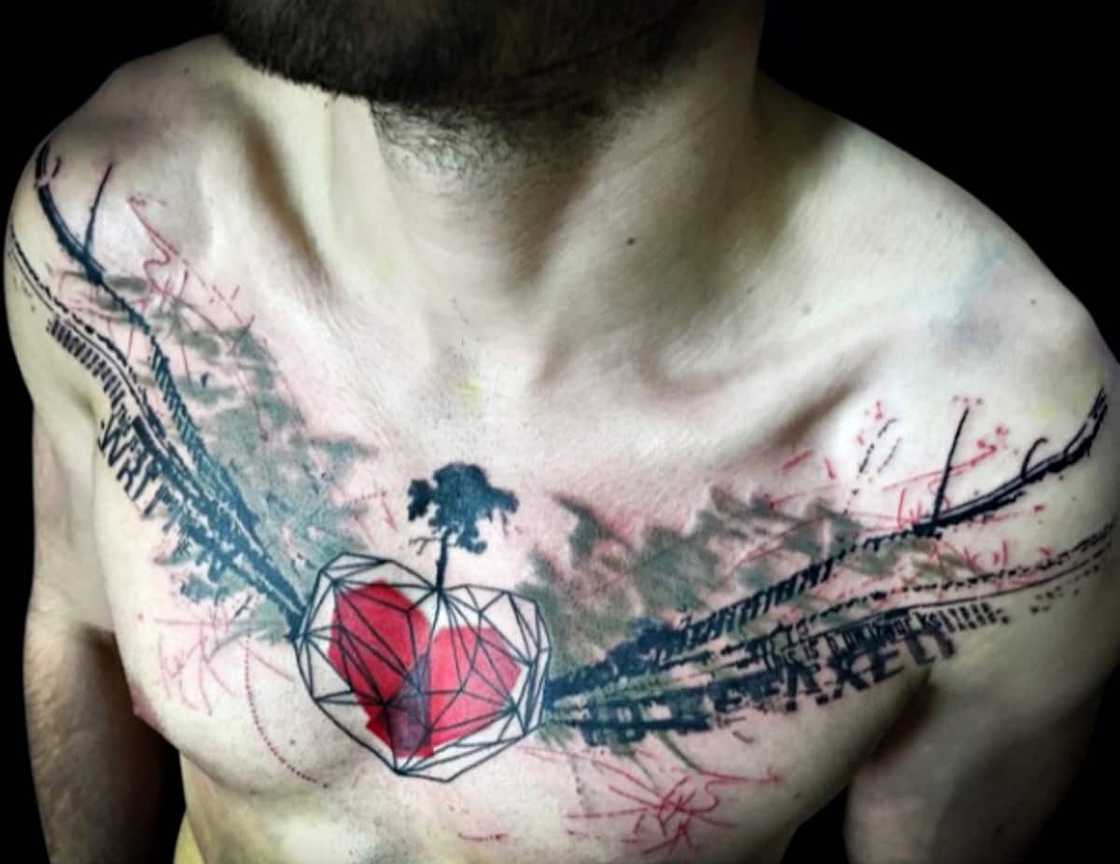 heart tattoos on chest for men 0054