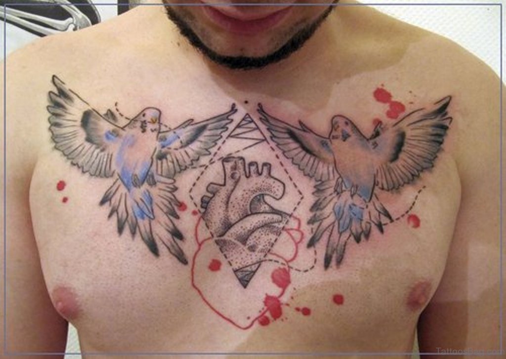 heart tattoos on chest for men 0070