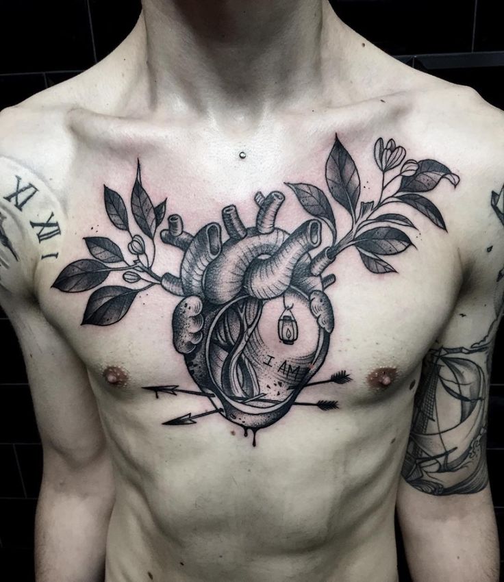 heart tattoos on chest for men 0074