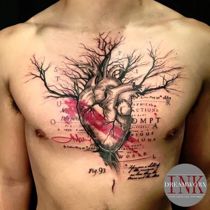 heart tattoos on chest for men 0093