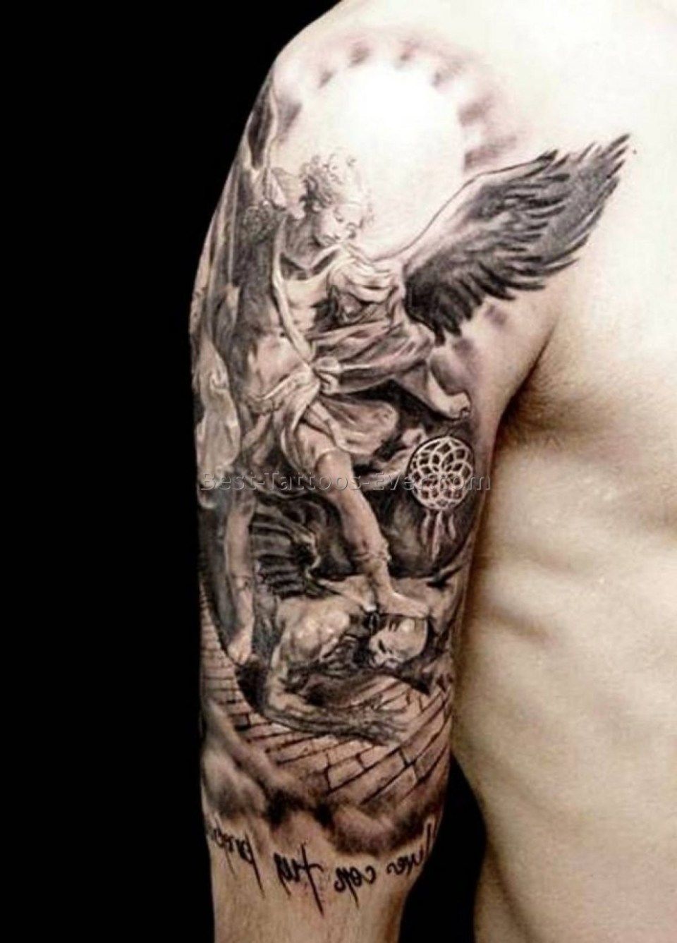 intricate angel tattoos for men forearm meanings