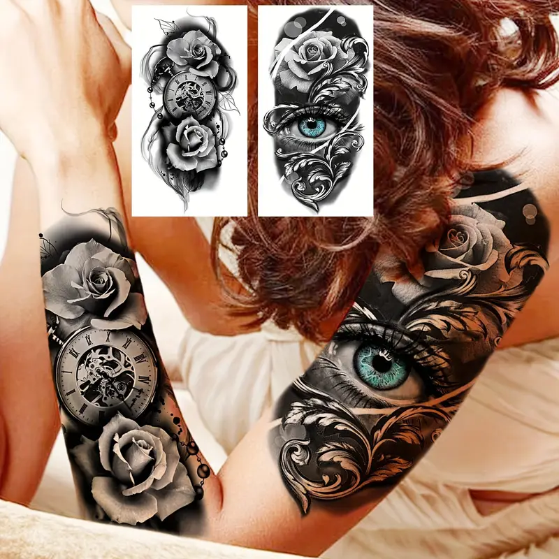 intricate black rose tattoo for men