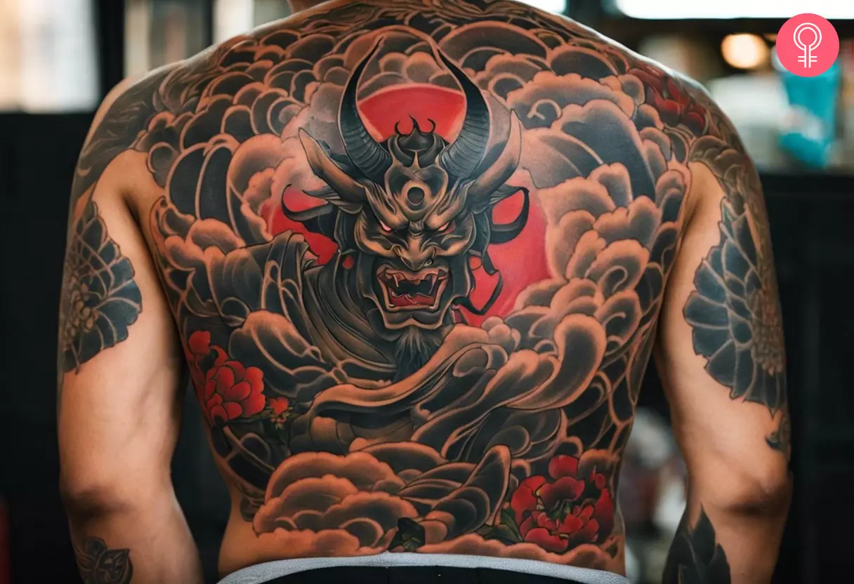 intricate demon back tattoos for men