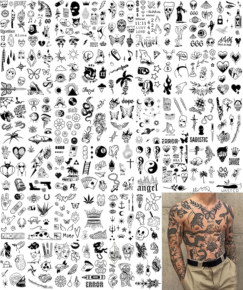 intricate flash tattoos for men