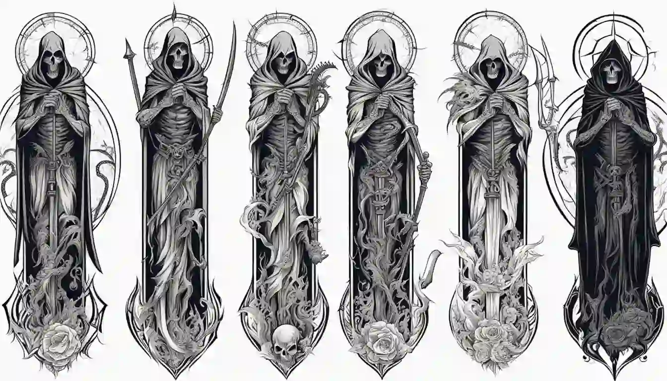 intricate Grim Reaper tattoos for men.