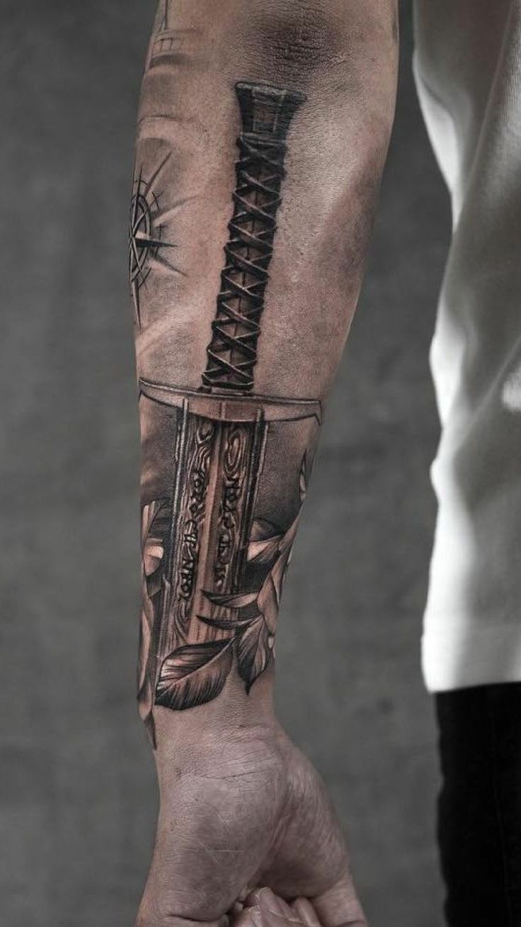 intricate nordic forearm tattoos for men