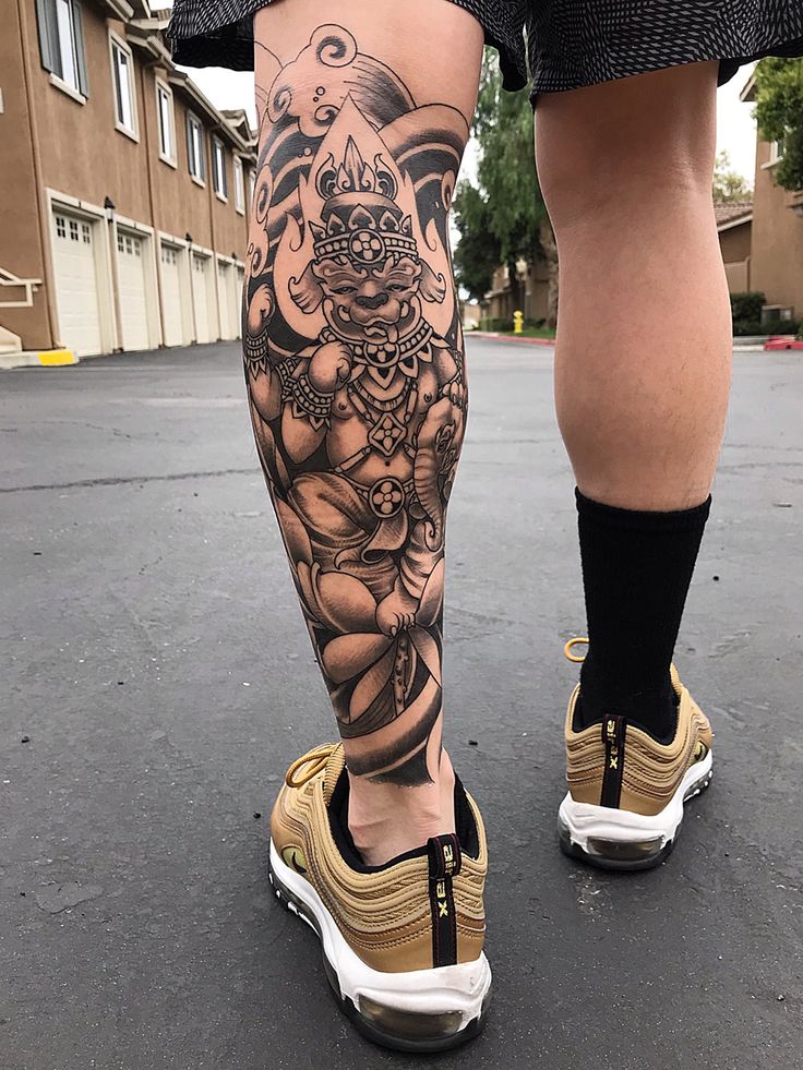 intricate Shin tattoo ideas for men