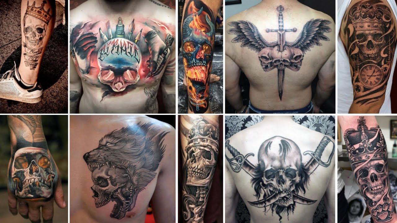 intricate skull tattoos for men